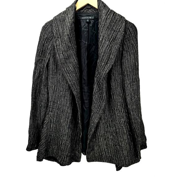 Lafayette 148 Jacket Womens 2 Open Gray Long Sleeve Lined Crepe Designer - Picture 1 of 7